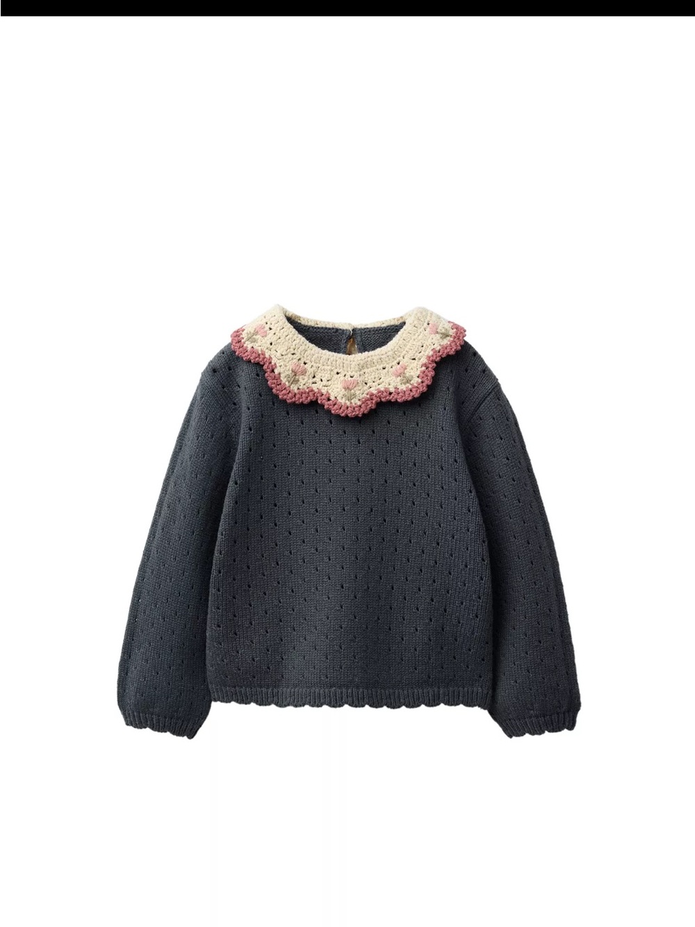 Crochet Collar Knit Sweater